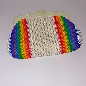 MCI purse handbags vintage rainbow Purse Clutch Bag Weaved